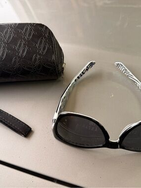 Oakley Jupiter LX TroyBlack Sunglasses with White Patterned Temples and Zip Case